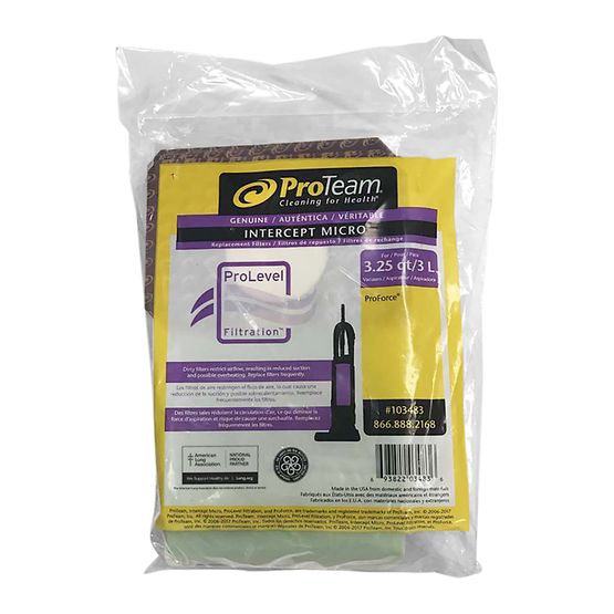 ProTeam Intercept Micro Filter for ProTeam ProForce and ProCare Upright Vacs (10-Pack) #103483 – filter-bag retail packaging