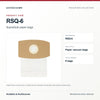 Riccar RSQ-6 supraquik paper bags, unpackaged product view. Available at AceVacuums.