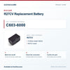 Riccar C603-6000 R27CV Replacement Battery identification guide with model and part checks. Available at Ace Vacuums.
