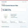 Riccar TC-BB11FIL 11-Inch Central Vacuum Filter identification guide with model and part checks. Available at Ace Vacuums.