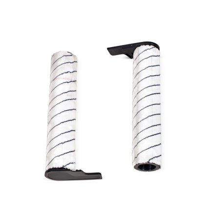 Two white wet brush rollers with dark end fittings, reference R70WBR. Available at Ace Vacuums.