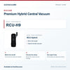 Riccar RCU-H9 Premium Hybrid Central Vacuum identification guide with model and part checks. Available at AceVacuums.