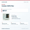 Riccar RF17 Canister HEPA Filter identification guide with model and part checks. Available at AceVacuums.