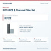 Riccar RF27 R27 HEPA & Charcoal Filter Set identification guide with model and part checks. Available at AceVacuums.