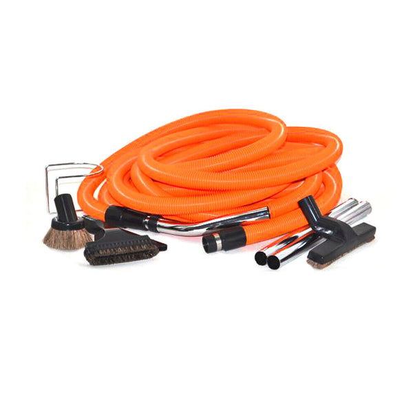 Central Vac Vacuum 50ft Orange Hose Garage Kit 1 1/4 Fit-All Tools #06-4994-95
