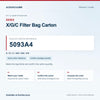 SEBO 5093A4 X/G/C Filter Bag Carton identification guide with model and part checks. Available at AceVacuums.