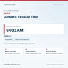 SEBO 6033AM Airbelt C Exhaust Filter identification guide with model and part checks. Available at AceVacuums.