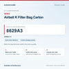 SEBO 6629A3 Airbelt K Filter Bag Carton identification guide with model and part checks. Available at AceVacuums.