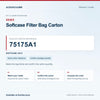 SEBO 75175A1 Softcase Filter Bag Carton identification guide with model and part checks. Available at AceVacuums.