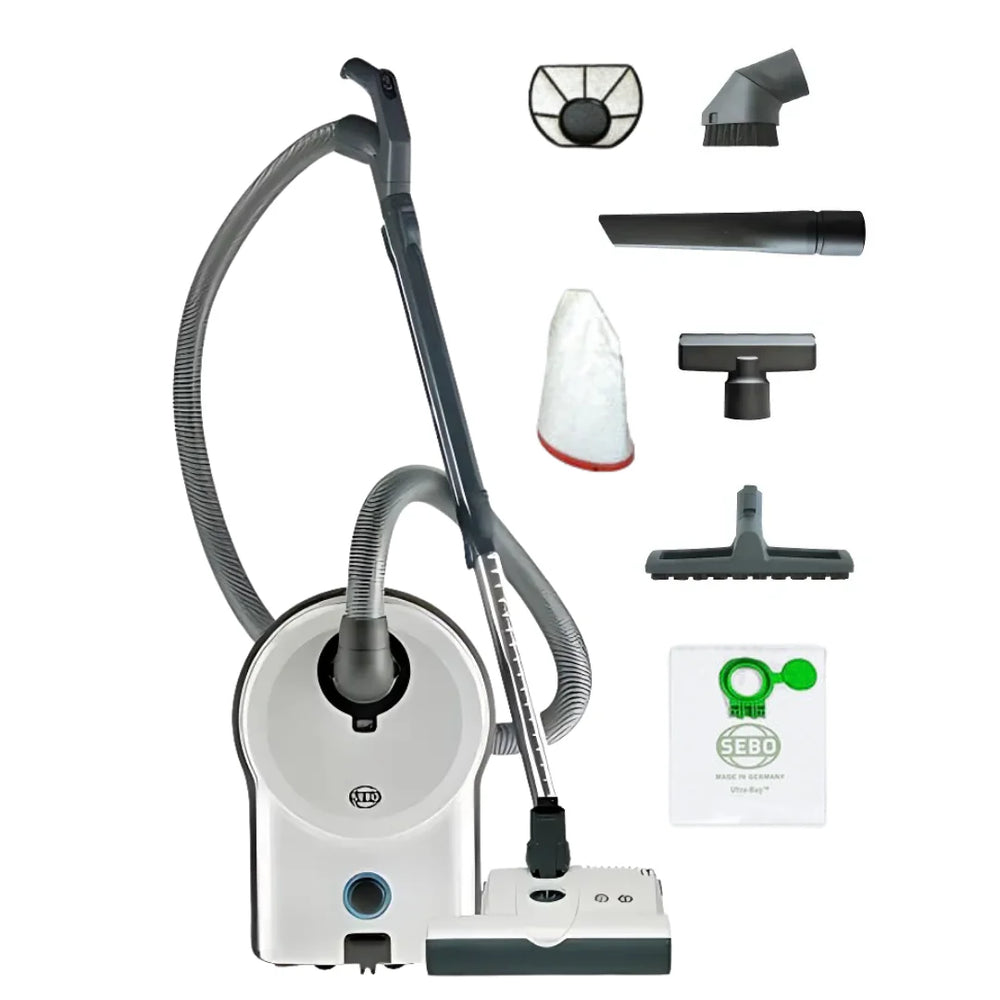 White SEBO AIRBELT D4 Premium canister vacuum model 90941AM with ET-1 electric power head
