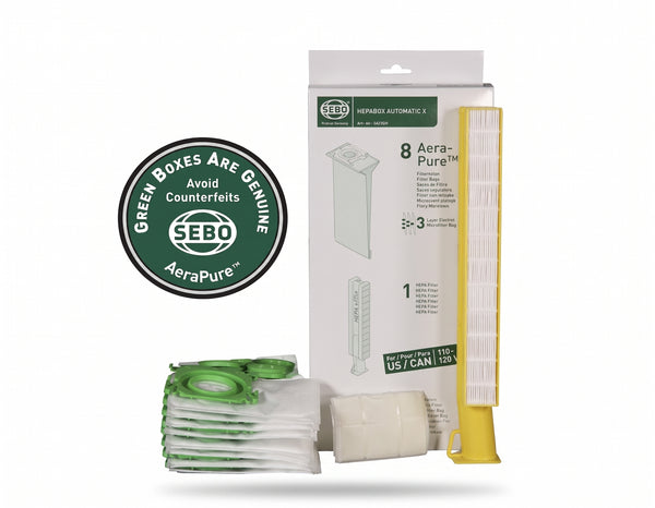 Sebo HEPA Service Box X4/X5, X1/X2 (8 Bags, HEPA Microfilter & Exhaust Filter) #5827AM