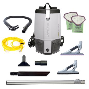 ProTeam ProVac FS 6, 6 qt. Backpack Vacuum w/ ProBlade Hard Surface & Carpet Floor Tool Kit - 107613
