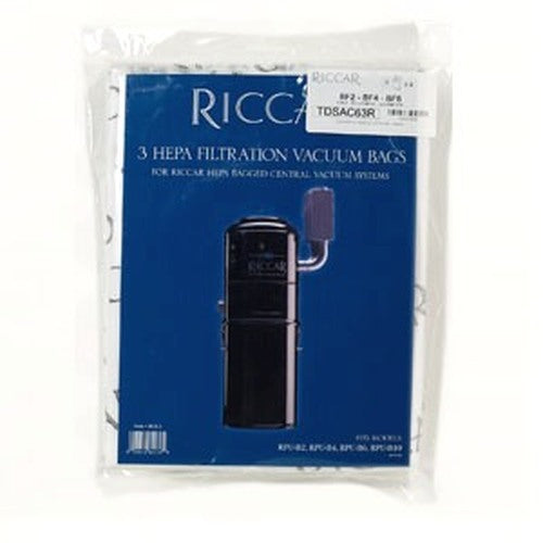 Riccar Central Vacuum HEPA Media Bags RCB-HD3 for RPU-BF100 and RCU-H11