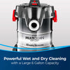 Bissell MultiClean Wet and Dry Auto Vacuum – 2035M – wet/dry vacuum tank capacity graphic