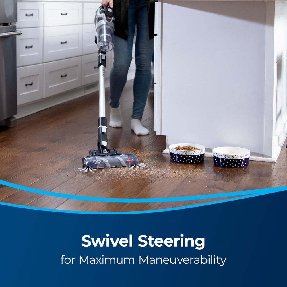 Bissell PowerEdge® Cordless Stick Vacuum - 2900A – swivel head cleaning around pet bowls