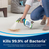 Bissell Woolite Advanced Pet Stain & Odor Remover + Sanitize #11521 – carpet spray application and sanitizing graphic