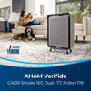 Bissell air220 Air Purifier #2609A – purifier in living room with certification graphic