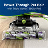 Bissell CleanView Swivel Pet Vacuum Cleaner – 2316 – brush-roll close-up and cleaning graphic