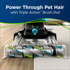 Bissell CleanView Swivel Rewind Pet Vacuum Cleaner – 2256 – brush-roll close-up and cleaning graphic