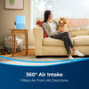 Bissell MYAir Personal Air Purifier Blue #2780B – purifier in living room with airflow graphic