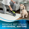 Bissell Pet Stain Eraser Cordless Portable Carpet Cleaner #2003 – handheld cleaner used on carpet beside dog
