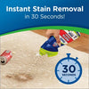 Bissell Woolite INSTAclean Pet Stain Remover #1740 – stain treatment and timing graphic