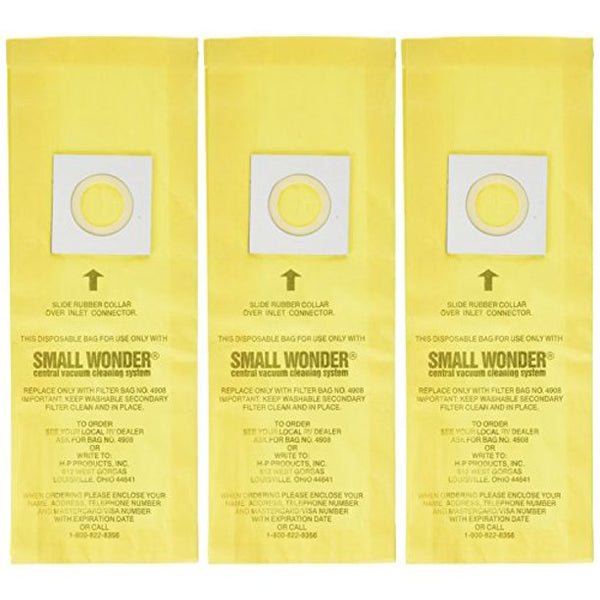 HP Vacu-Flo Gen. Central Vacuum Small Wonder Bags 3Pk