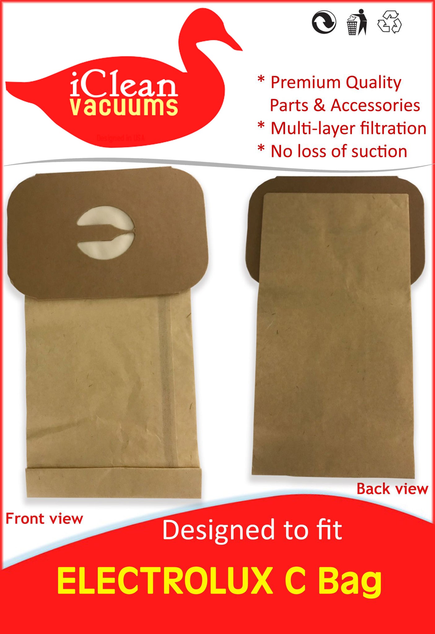 Electrolux Type C Vacuum Bag -30 bag by iClean Vacuums