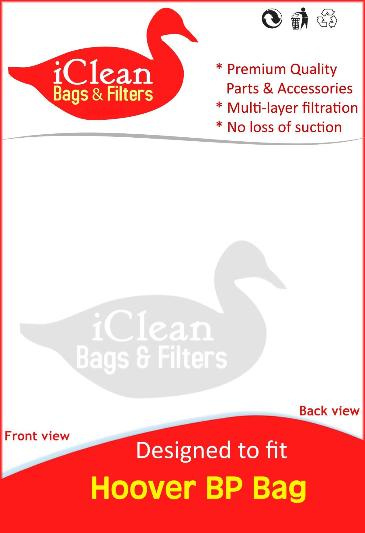 Hoover BP Bag - 30 Bags By iClean Vacuums