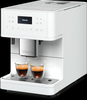 Miele CM 6160 MilkPerfection White Coffee Machine #11648170 – coffee machine angled front view with espresso cups