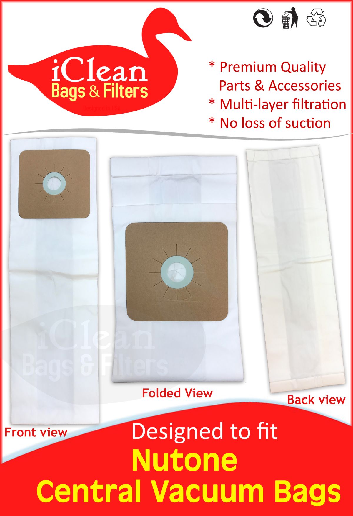 Nutone Central Vacuum Cleaner Bags By iClean Vacuums