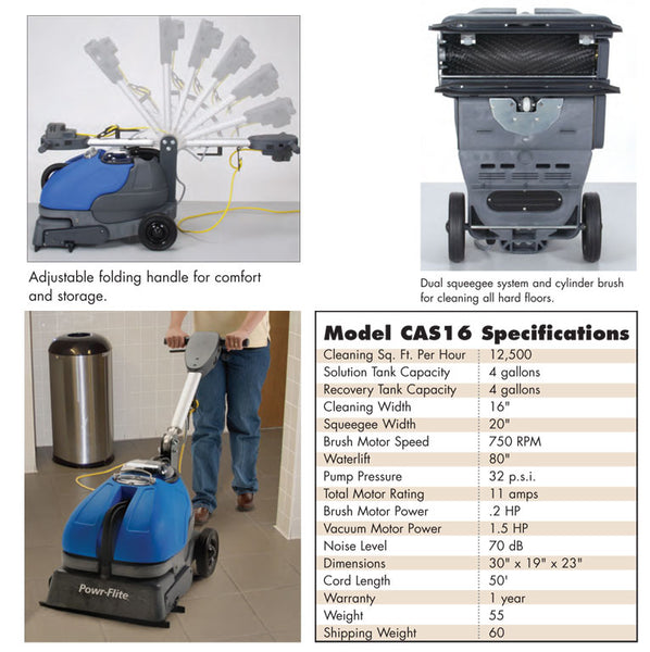 CAS16 Power-Scrub Powr-Flite 16 Automatic Cylindrical Electric Scrubber -  Buy Commercial Cleaning Equipment & Machines Online at Great Prices
