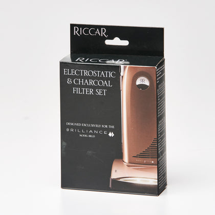 Riccar Brilliance Deluxe filter set packaging, reference RF5D. Available at Ace Vacuums.