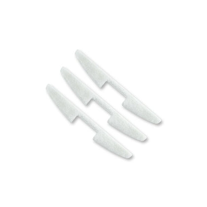 Three white shaped microfiber floor pads, reference MFP-3. Available at Ace Vacuums.