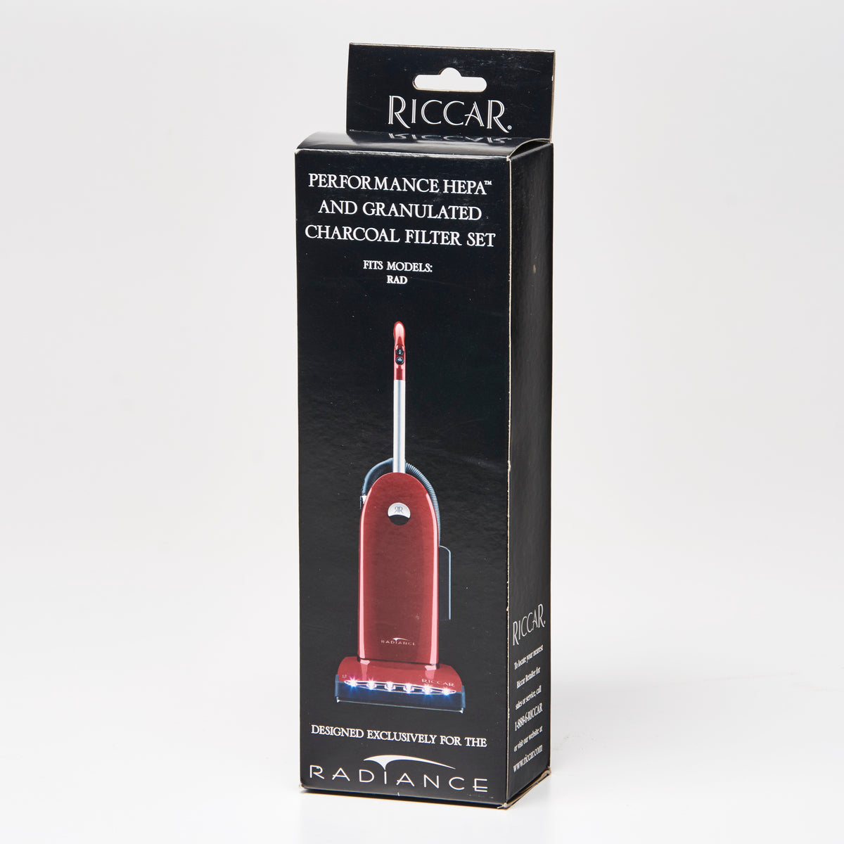 Riccar Radiance filter retail box with red upright illustration, reference RF9G-1. Available at Ace Vacuums.