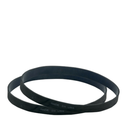 Two overlapping black drive belts, reference RS20-B2. Available at Ace Vacuums.