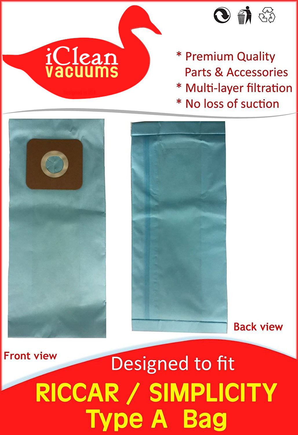 Riccar – Simplicity Type A Bag by iClean Vacuums available at Ace Vacuums