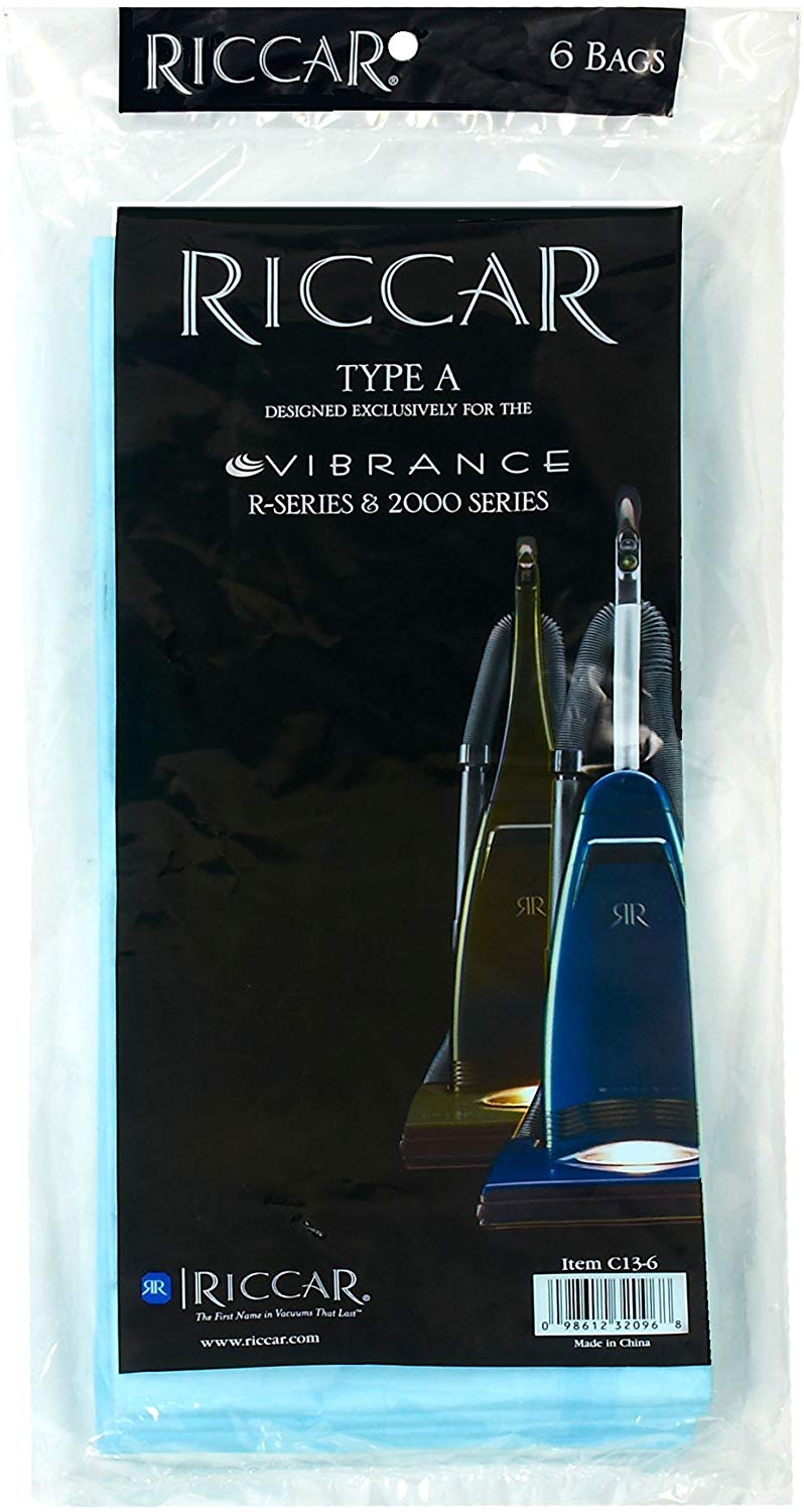 Riccar Type A Vacuum Bags (6-Pack) – Vibrance & R Series – Type A bag retail package, front view